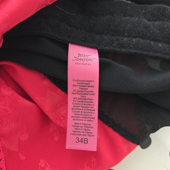 Betsey Johnson intimates Corset 34B Pink and Black Sheer Back Paneling - Picture 7 of 7